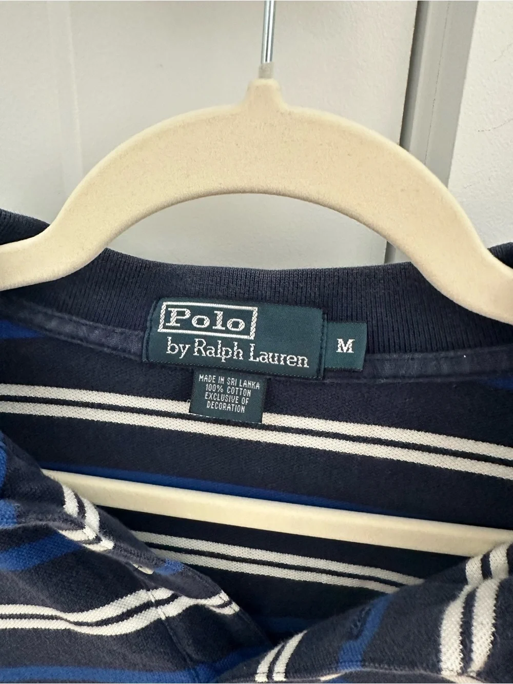 Ralph Lauren Navy Striped Polo with Red Pony